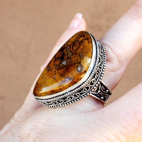 New Seam Agate 925 Silver Ring. - Picture 6 of 16